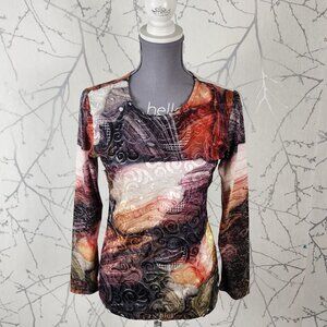 Beta's Choice Artsy Paisley Velvet Burnout Round Neck Top